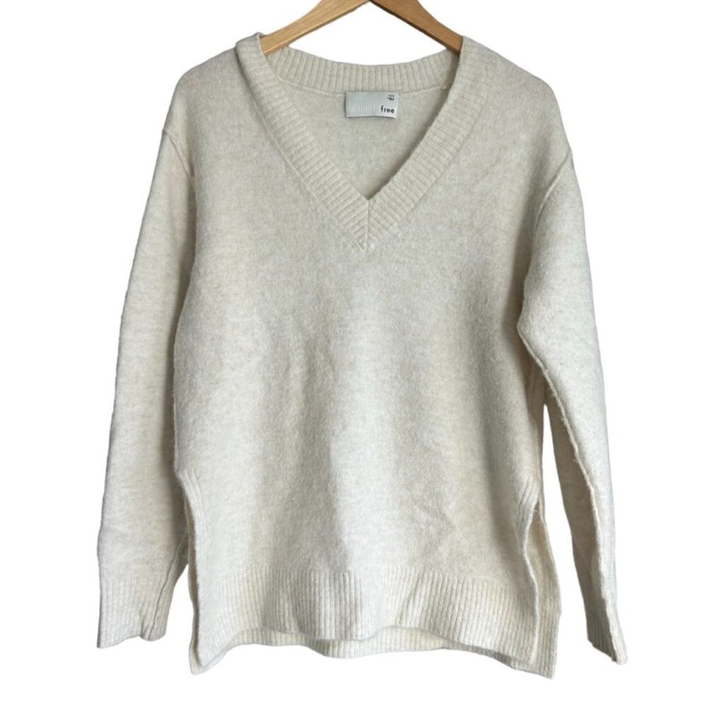 ARITZIA Wilfred Free Angora Blend Ivory V-Neck Sweater Knit US XXS